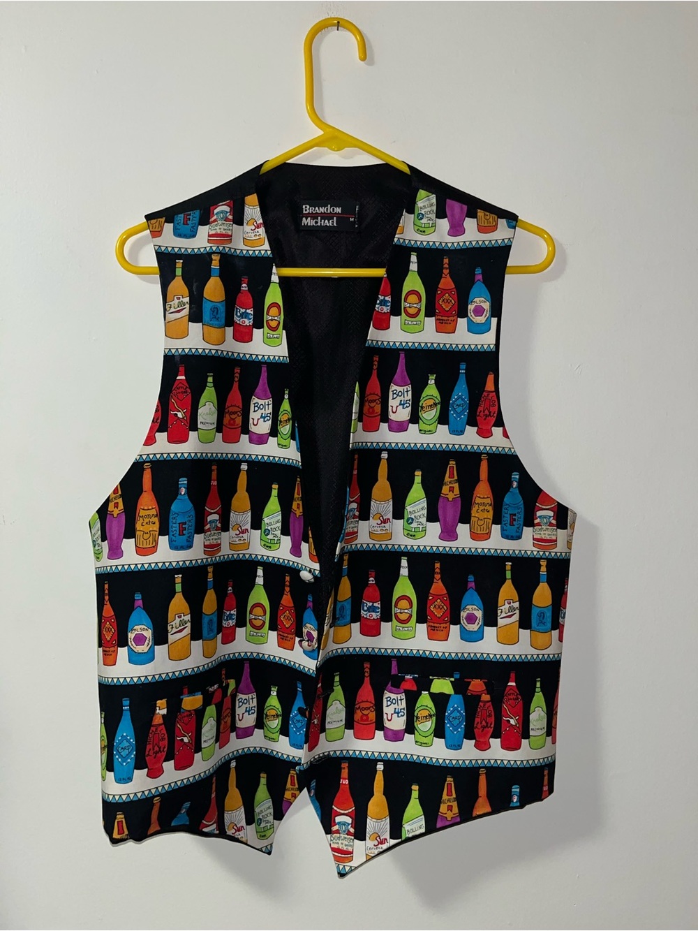 Brandon Michael Colorful Beer Bottle Print Vest~Medium